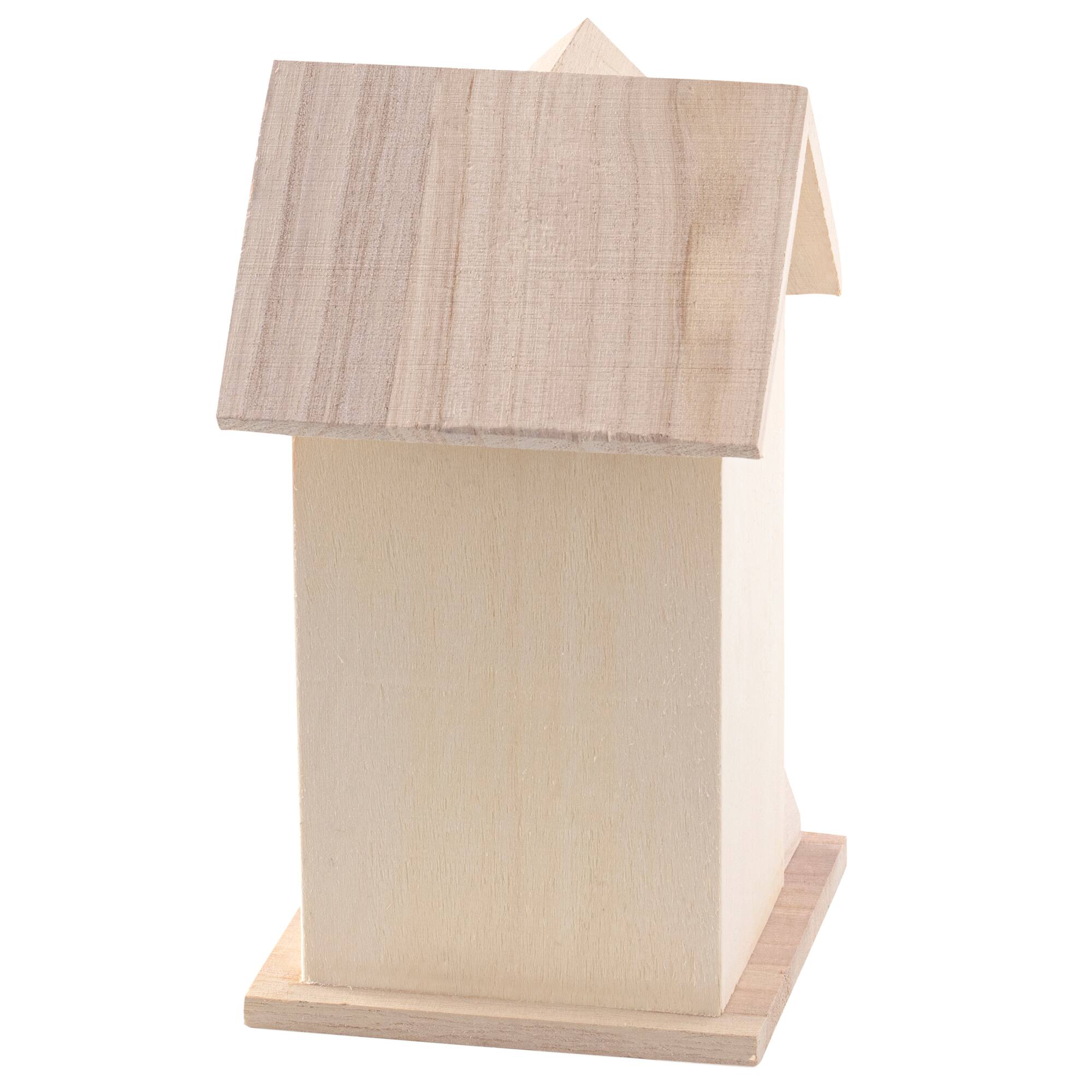 8 Pack: 7.5" Unfinished Wood Townhouse Birdhouse by Make Market®